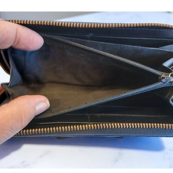 GUCCI GG Marmont Ribbon Long Wallet Round Zipper Black Leather - Authentic - Picture 12 of 13